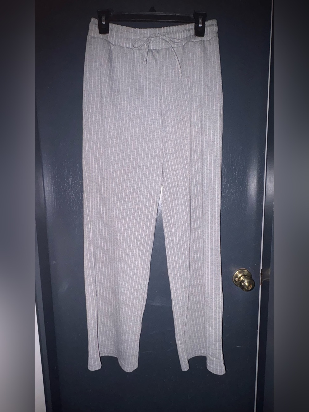 Pink Rose Gray Pinstripe Men’s Pants - Relaxed Drawstring Trousers